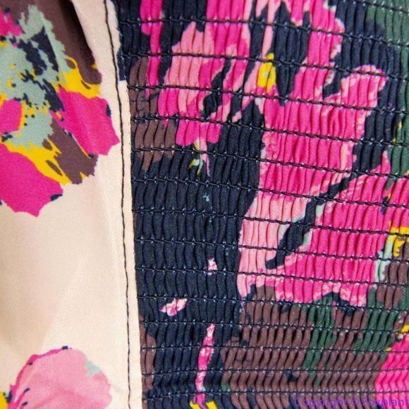 NEW Free People Floral print crop top, L, smock back cinch sides ruffle … - Picture 12 of 16